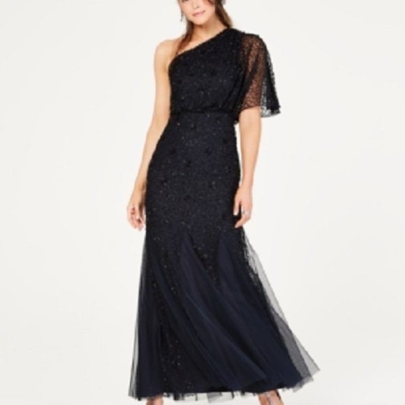 Adrianna Papell Dresses & Skirts - New Adrianna Papell Starburst Beaded One Shoulder